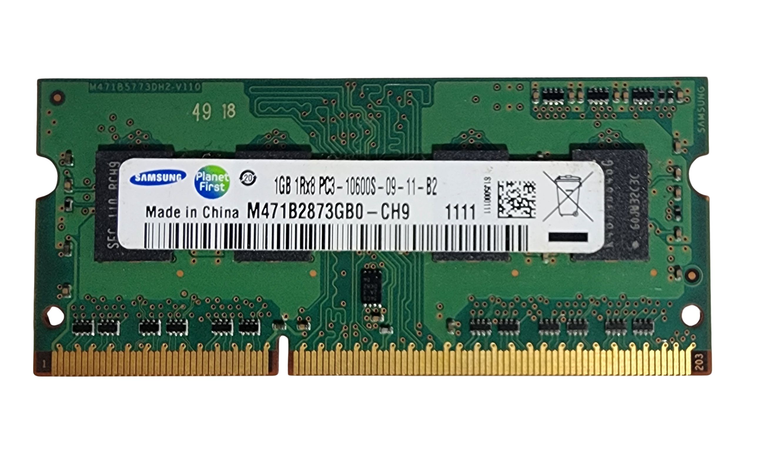 MEMORIA RAM LAPTOP DDR3 1GB 1RX8 PC3-10600S USADO