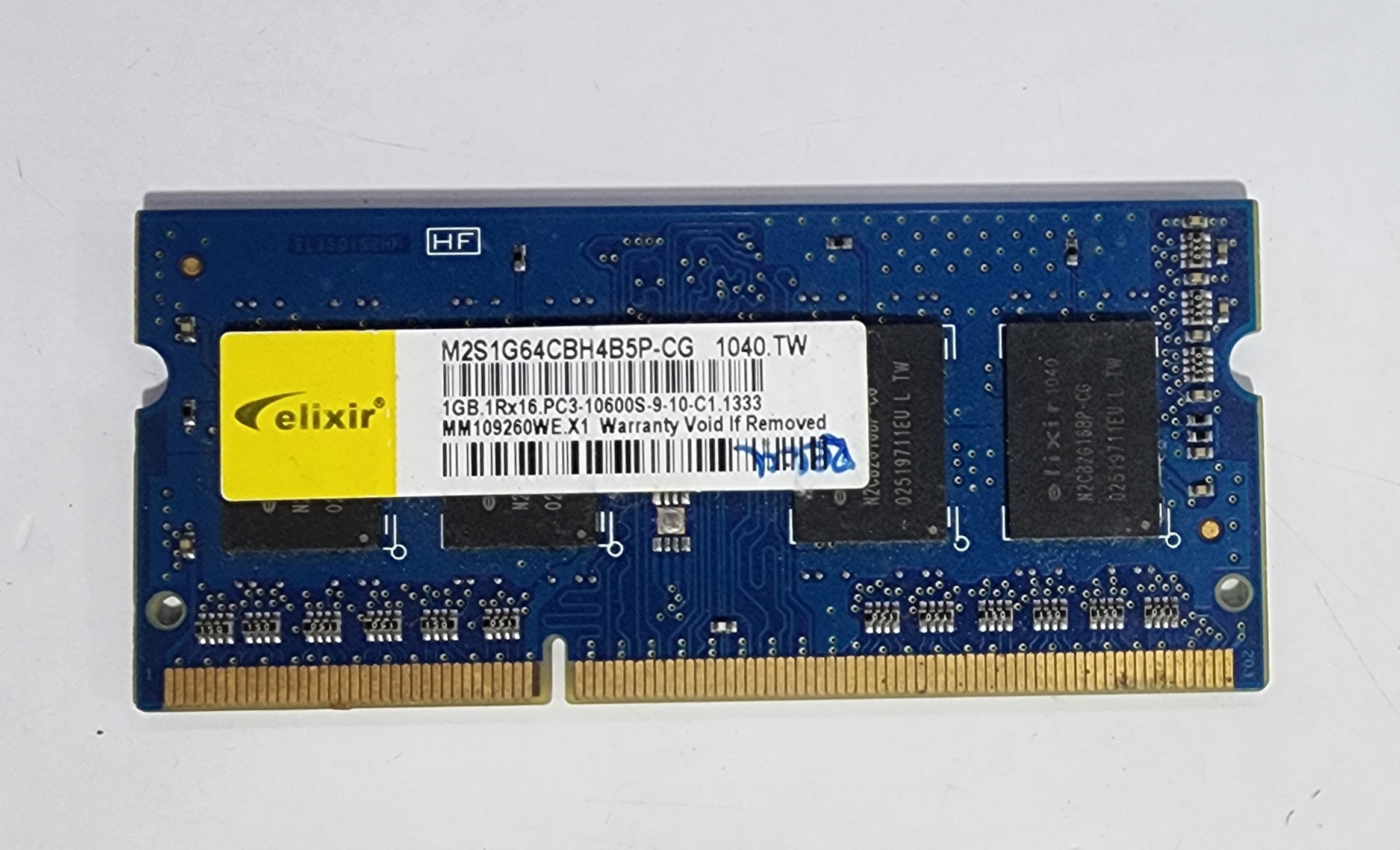 MEMORIA RAM PARA LAPTOP DDR3 1GB 1RX16 10600MHZ (PC3-10600S-9-10-1333) ELIXIR USADO 