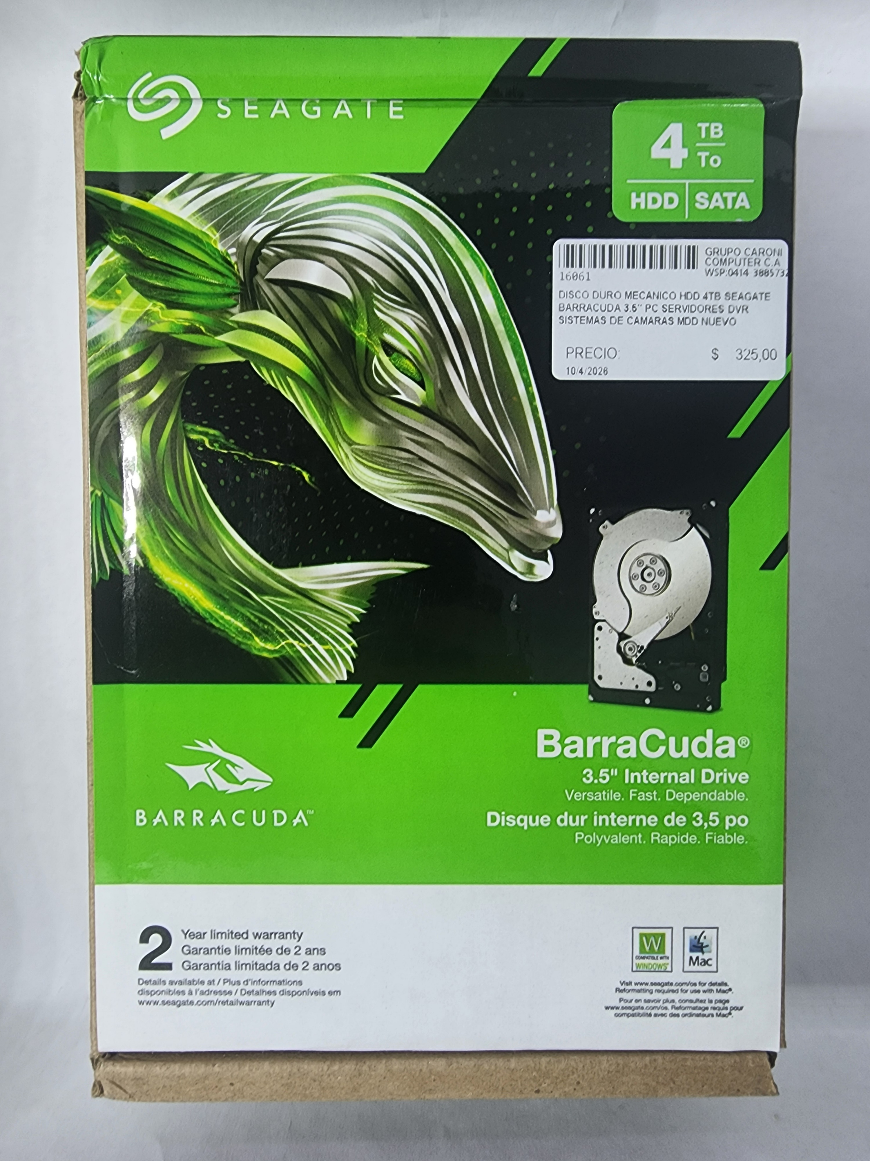 DISCO DURO MECANICO HDD 4TB SEAGATE BARRACUDA 3.5" NUEVO