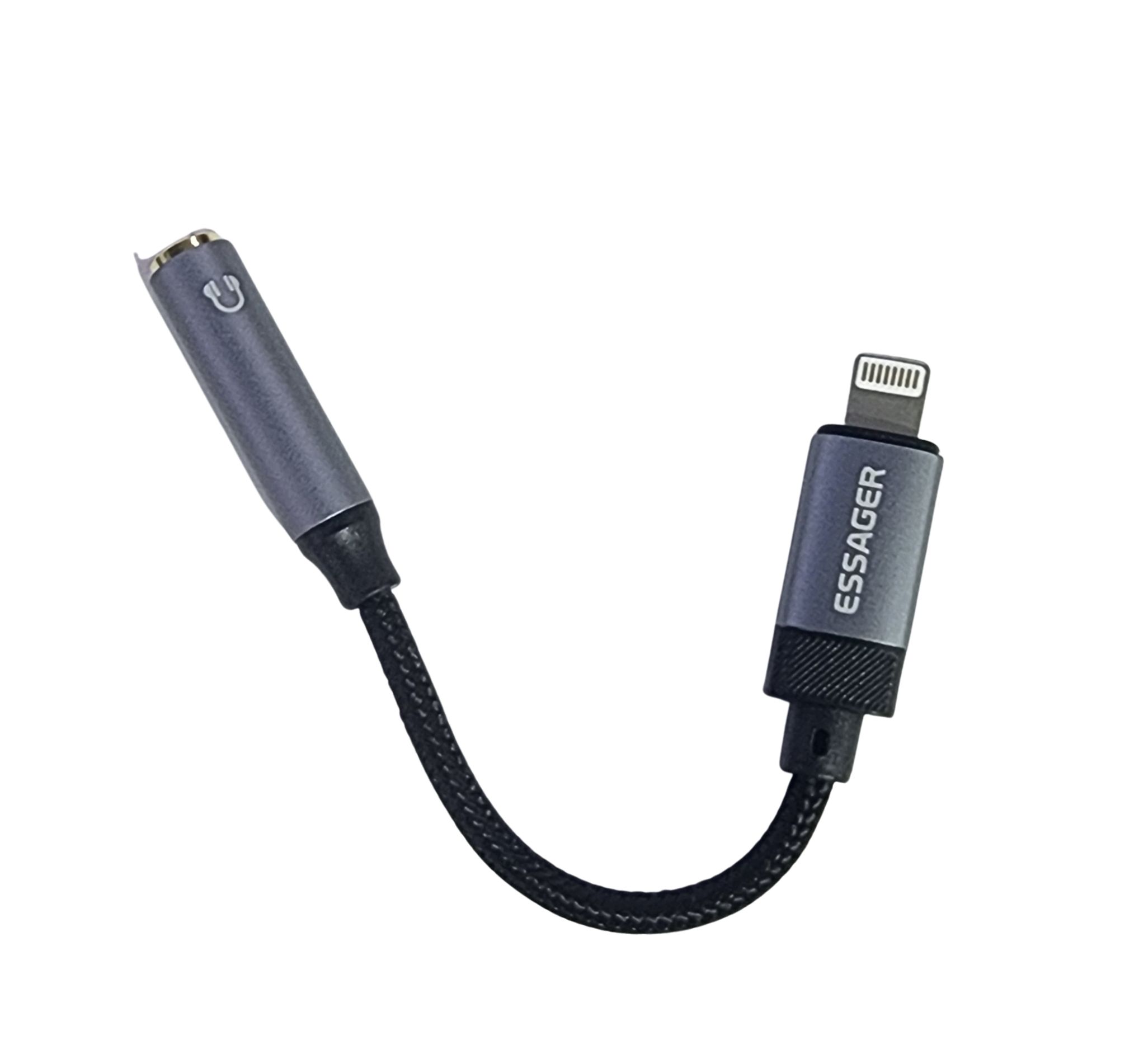 CABLE ADAPTADOR AUXILIAR PARA AURICULARES LIGHTNING A JACK 3.5MM  ESSAGER ORIGINAL ALTA CALIDAD  NUEVO