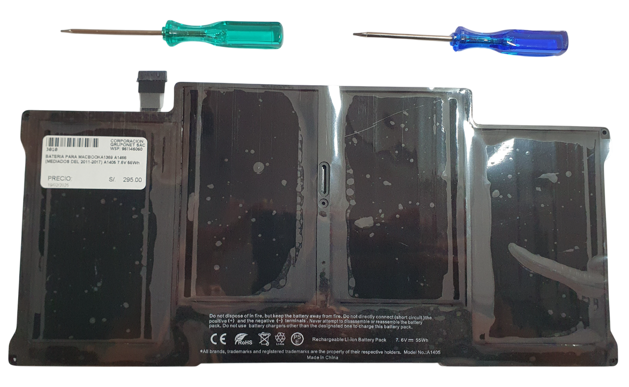 BATERIA PARA MACBOOK A1369 A1466 A1405 - 7.6V 55WH 7200 mAh