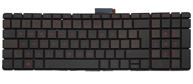 TECLADO PARA LAPTOP HP 15-AX 15-AK 15-AB 15-AW 15-BK 15-AU 5-AQ 15-AE 15-AR - CON RETROILUMINACION ROJA - ESPAÑOL - ENTER TIPO L - ORIGINAL