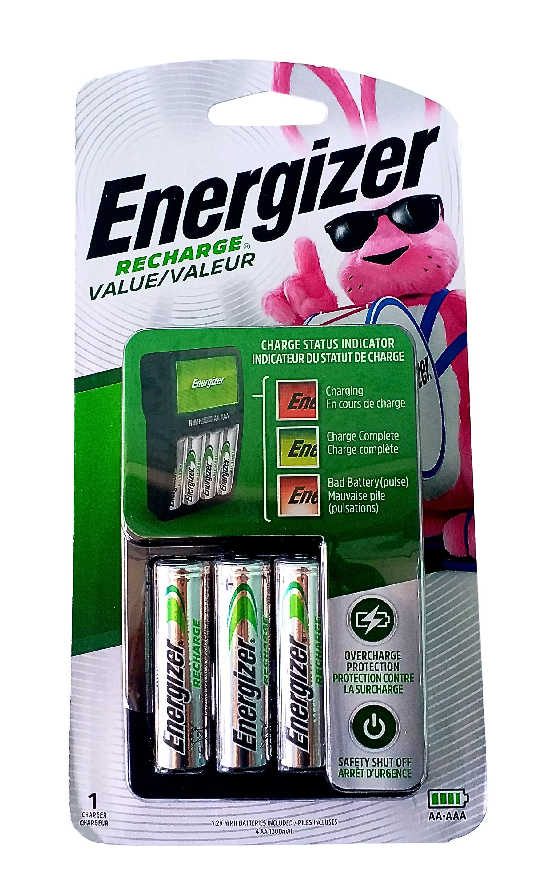 CARGADOR ENERGIZER CUADRADO PARA PILAS AA Y AAAA (CON 4 PILAS AA INCLUIDAS)